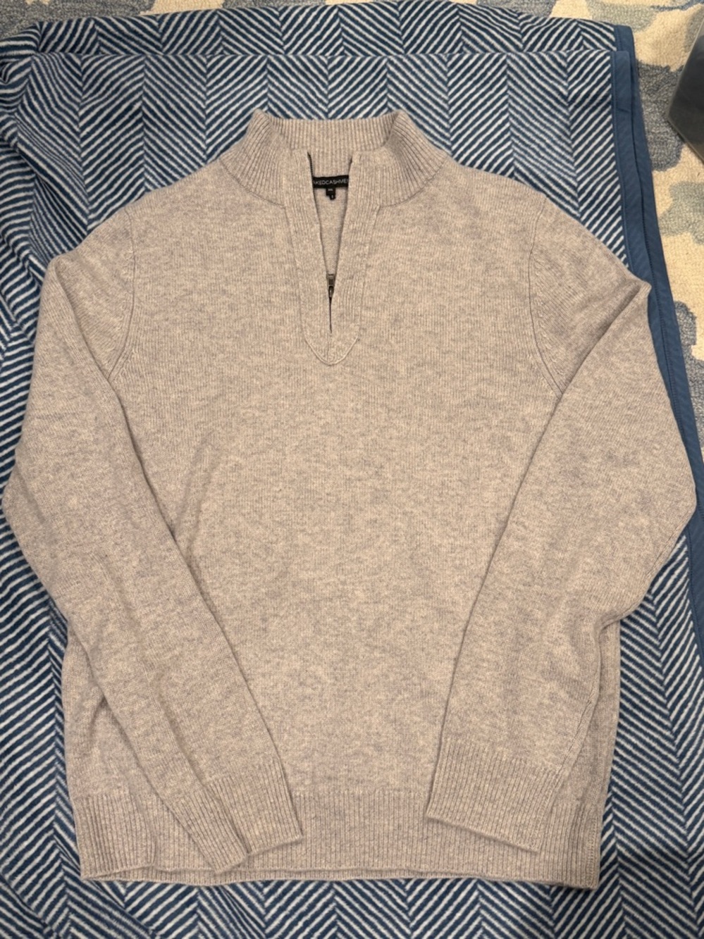 NakedCashmere Men’s Gray Half-Zip Cashmere Pullover - Picture 2 of 4